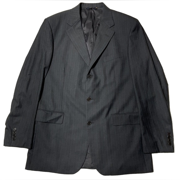 Brooks Brothers Madison Fit 1818 Wool 3 Button Suit Gray / Blue Pinstripe 43 L - Picture 2 of 14